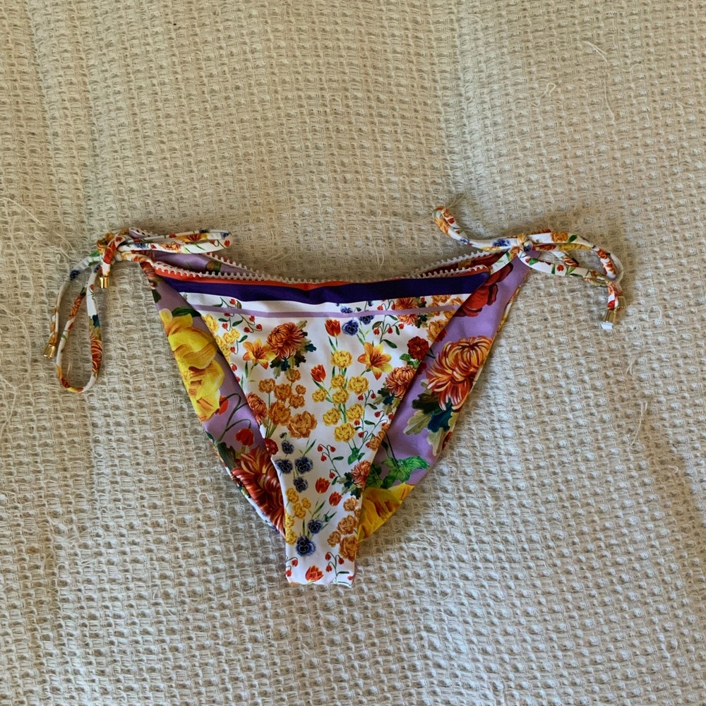 Agua Bendita Alegria Bouk Reversible Floral Lace Bikini Bottoms Swim Size Medium
